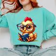 Chicken Reading a Book Farm Animal Chick Comfort Colors Sweatshirt Butter