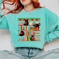 Christmas Cat Santa Bookshelves Book Lover Reader Comfort Colors Sweatshirt Butter