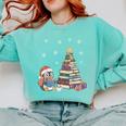 Christmas A Penguin Reading Book Snowflake Cocoa Hot Teacher Comfort Colors Sweatshirt Butter