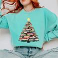 Christmas Tree Books Book Reading Bookworm Comfort Colors Sweatshirt Butter