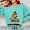 Christmas Tree Bookshelf Book Lover Library Men Women Kids Comfort Colors Sweatshirt Butter