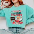 Cupid's Favorite Math Teacher Valentine Reading Book Women Comfort Colors Sweatshirt Butter