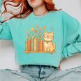 Cute Kawaii Cat Books Flowers Comfort Colors Sweatshirt Butter