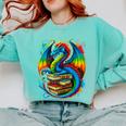 Dragon Reading Colorful Fantasy Book Lover Comfort Colors Sweatshirt Butter
