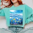Frutiger Aero Aesthetic Tech Ocean Underwater Fishes Comfort Colors Sweatshirt Butter