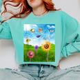 Frutiger Aero Aesthetic Tech Scenery Fishes Sunflower Comfort Colors Sweatshirt Butter