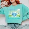 Frutiger Aero Y2k Aesthetic Palm Trees Cyber Beach World Comfort Colors Sweatshirt Butter