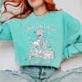 Good Girls Read Bad Books Skeleton Reading Book Halloween Comfort Colors Sweatshirt Butter