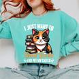 Kawaii Feline Book Reading Read Books Pet My Calico Cat Men Women Comfort Colors Sweatshirt Butter