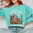 Leave Me Alone Skeleton Reading Book Floral Moon Librarian Comfort Colors Sweatshirt Butter Leave Me Alone Skeleton Reading Book Floral Moon Librarian Comfort Colors Sweatshirt Butter