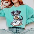 Nerdy Schnauzer Dog Book Lover Glasses Cute Pet For Men Women Kids Comfort Colors Sweatshirt Butter