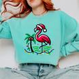 Nostalgia Holiday Tees -Adult Christmas Flamingo Small Short Sleeve Crew Neck Cotton Polyester Lightweight Ribbed Cuff Winter Comfort Colors Sweatshirt Butter