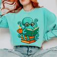 Octopus Reading Book Reading Bookworm Reader Comfort Colors Sweatshirt Butter