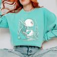 Rabbit Reading Book Full Moon Lake Scenery Comfort Colors Sweatshirt Butter