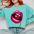 Rainbow Lips With a Cherry In The Mouth 80s Nostalgia Premium Tri-Blend Comfort Colors Sweatshirt Butter Rainbow Lips With a Cherry In The Mouth 80s Nostalgia Premium Tri-Blend Comfort Colors Sweatshirt Butter