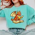 Reading Dragon Book Lover Bookworm Reader Comfort Colors Sweatshirt Butter
