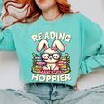 Reading Makes You Hoppier Bunny Book Fans Toddler Kid Comfort Colors Sweatshirt Butter