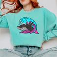 Retro 80s Shark Whale Diving Nostalgia Shark Party Comfort Colors Sweatshirt Butter