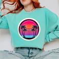 Retro 80s Synthwave Sunset & Palm Trees Retro Nostalgia 80s Comfort Colors Sweatshirt Butter