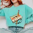Retro Cassette Tape & Pencil Rewind Nostalgia Party 80s 90s Premium Comfort Colors Sweatshirt Butter