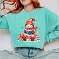 Snowman Reading Books Lovers Christmas Librarian Bookworm Comfort Colors Sweatshirt Butter
