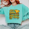 Softball Just A Girl Comic Book Style Graphic For Teens Comfort Colors Sweatshirt Butter