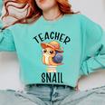 Teacher Snail With Glasses On Books Cute Pre-K Kindergarten Comfort Colors Sweatshirt Butter