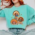 Turkey Read Books Reading Fall Thanksgiving Teacher Comfort Colors Sweatshirt Butter