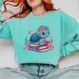 Turtle Bookworm Reading Book Bookworm Book Nerd Cute Graphic Comfort Colors Sweatshirt Butter