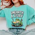 Unearth a Story Frog Reading a Book Summer 2026 Comfort Colors Sweatshirt Butter