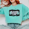 VHS Tape Rewind Glitch 90s Retro Nostalgia Please Rewind Comfort Colors Sweatshirt Butter