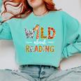 Wild About Reading Books Reader Teachers Kids Librarian Comfort Colors Sweatshirt Butter