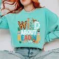 Wild About Reading Zoo Animals Books Reader Lover Comfort Colors Sweatshirt Butter