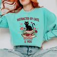 Women's Cat Books Romantic Floral Aesthetic Book Lover Cat Owner Comfort Colors Sweatshirt Butter