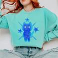 Yk2 Grunge Earthy Blue Cat With Stars Tomboy 90s Nostalgia Premium Tri-Blend Comfort Colors Sweatshirt Butter