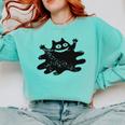 Yk2 Grunge Scary Cat With Tail Tomboy 90s Nostalgia Indie Comfort Colors Sweatshirt Butter