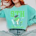 5th Grade Graduate Dinosaur Dab Graduation School Comfort Colors Sweatshirt Chalky Mint