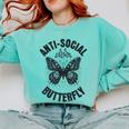 Anti-Social Butterfly Awkward Introvert Homebody Humor Comfort Colors Sweatshirt Chalky Mint