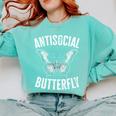 Antisocial Butterfly Introverts Homebodies Comfort Colors Sweatshirt Chalky Mint