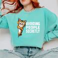 Avoiding People Secretly Cat Introvert Humor Comfort Colors Sweatshirt Chalky Mint Avoiding People Secretly Cat Introvert Humor Comfort Colors Sweatshirt Chalky Mint