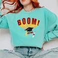 Boom Graduation Hat And Diploma For Proud Graduate Comfort Colors Sweatshirt Chalky Mint