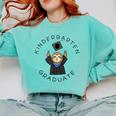 Boys Girls Kindergarten Graduate Sloth Graduation Cap Comfort Colors Sweatshirt Chalky Mint
