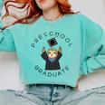 Boys Girls Preschool Graduate Sloth Graduation Cap Comfort Colors Sweatshirt Chalky Mint