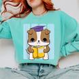 Bulldog Anime Pup Graduation Comfort Colors Sweatshirt Chalky Mint