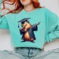 Capybara Graduation Dabbing Capy Wearing Graduate Gown Comfort Colors Sweatshirt Chalky Mint