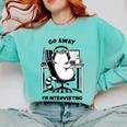 Cat With Coffee On Computer Go Away I'm Introverting Comfort Colors Sweatshirt Chalky Mint