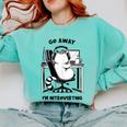 Cat With Coffee On Computer Go Away I'm Introverting Comfort Colors Sweatshirt Chalky Mint