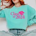 Class Of 2024 Pink For Girls And Women Graduation Comfort Colors Sweatshirt Chalky Mint