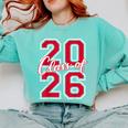 Class Of 2026 Graduation Red With Varsity Letters Comfort Colors Sweatshirt Chalky Mint