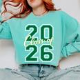 Class Of 2026 Graduation Varsity Green And On The Back Comfort Colors Sweatshirt Chalky Mint